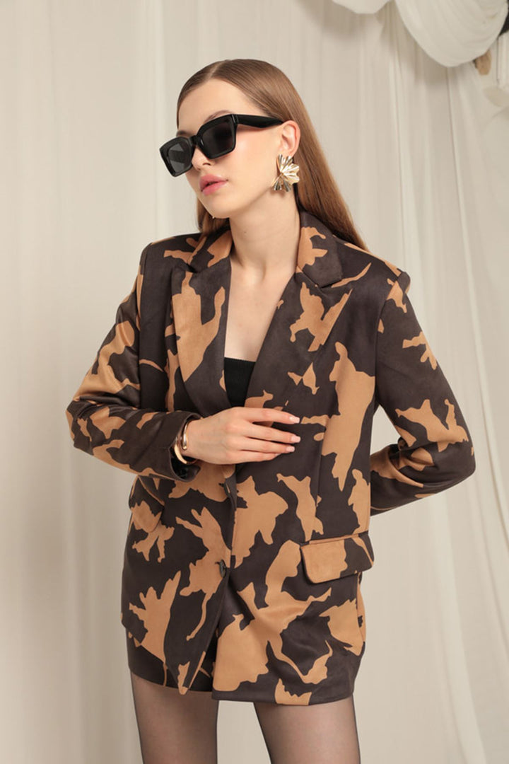 KKT Suede Patterned Women's Brown Suit - Bilbao