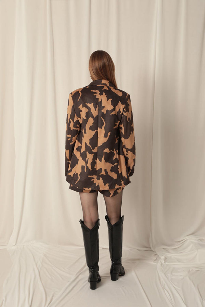 KKT Suede Patterned Women's Brown Suit - Bilbao
