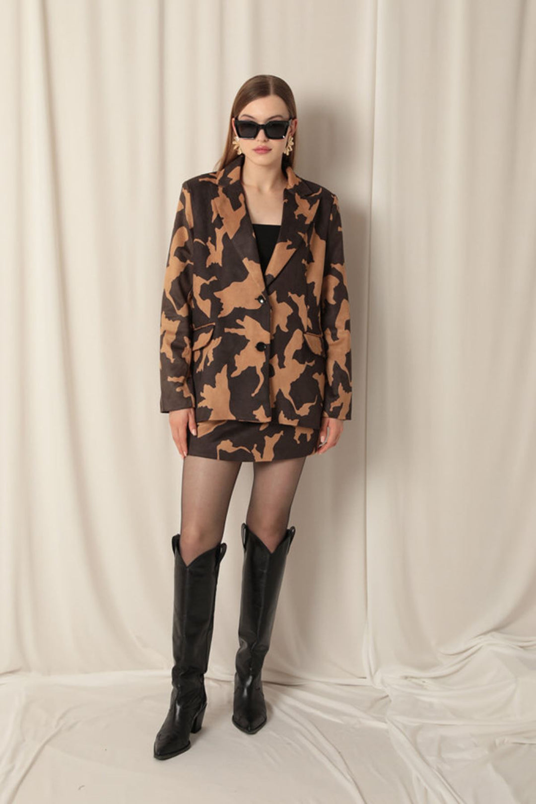 KKT Suede Patterned Women's Brown Suit - Bilbao