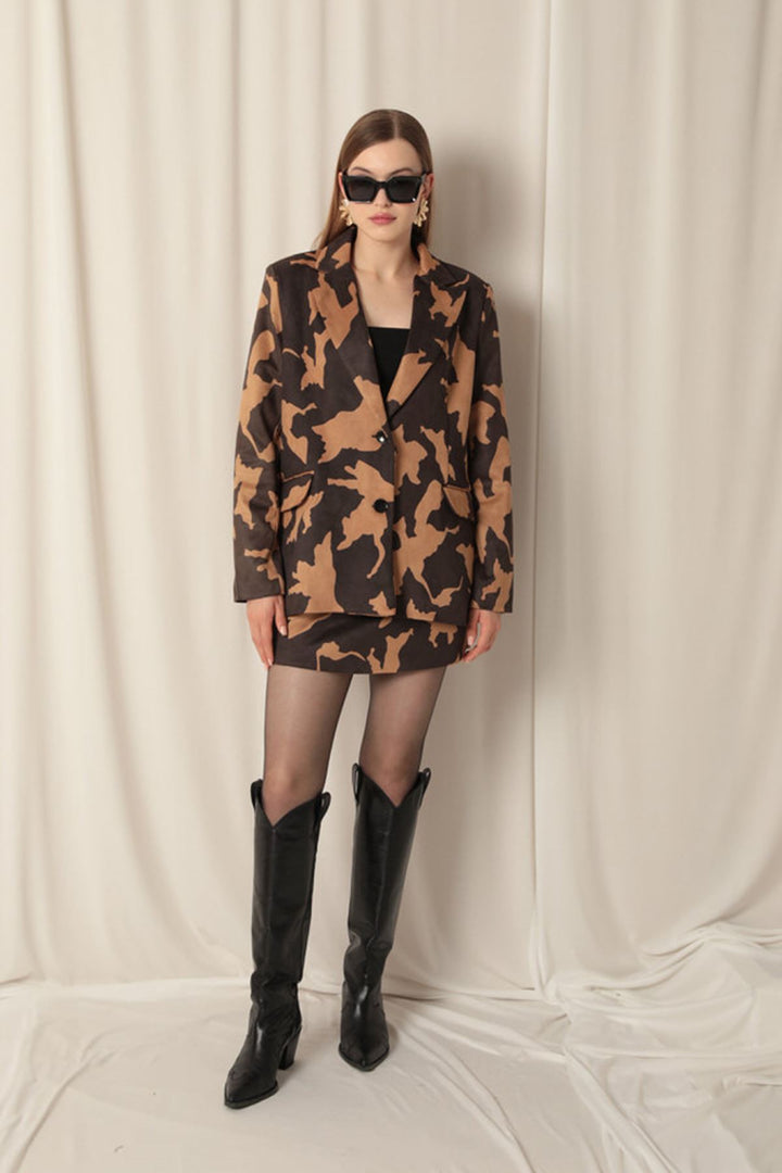 KKT Suede Patterned Women's Brown Suit - Bilbao