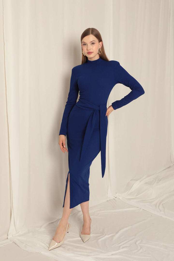 KKT Crepe Fabric Tied Saxe Dress - Conroe