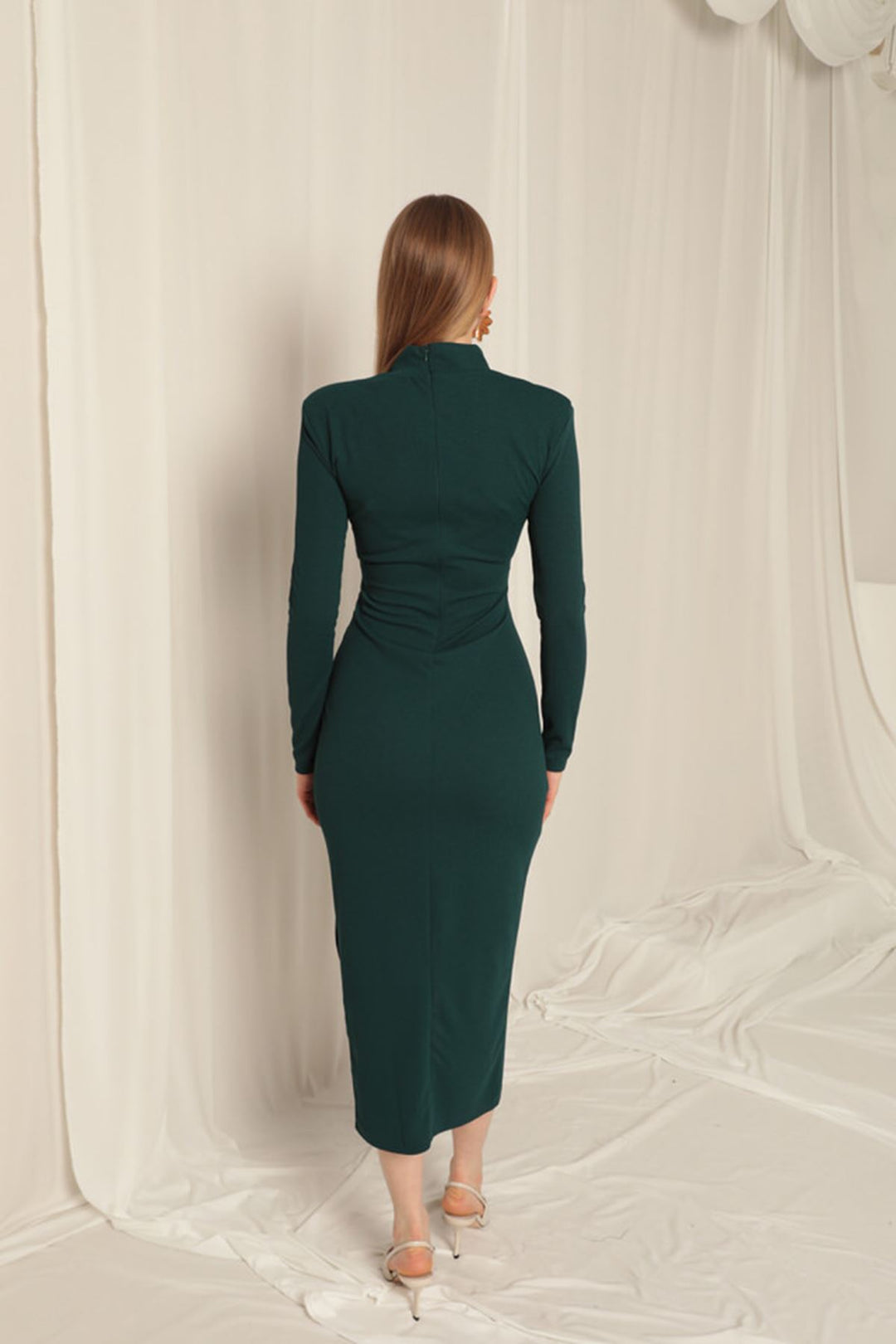 KKT Crepe Fabric Tied Emerald Green Dress - Porta Westfalica
