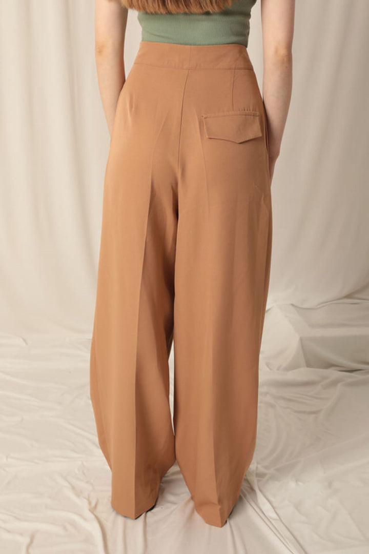 KKT Atlas Fabric Palazzo Women's Tan Trousers - Huber Heights