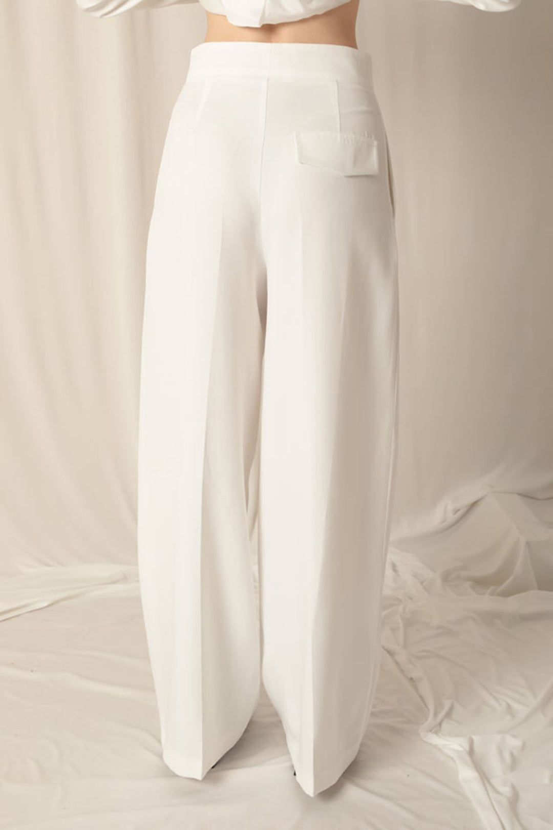 KKT Atlas Fabric Palazzo Women's White Trousers - Rovigo