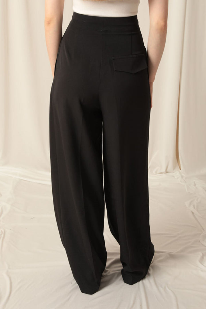 KKT Atlas Fabric Palazzo Women's Black Trousers - Torrance