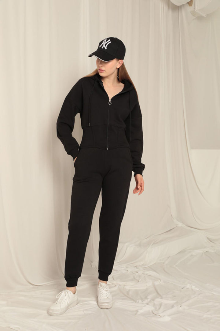 KKT Three Thread Fabric Zippered Women's Black Suit - Sahuayo de Morelos
