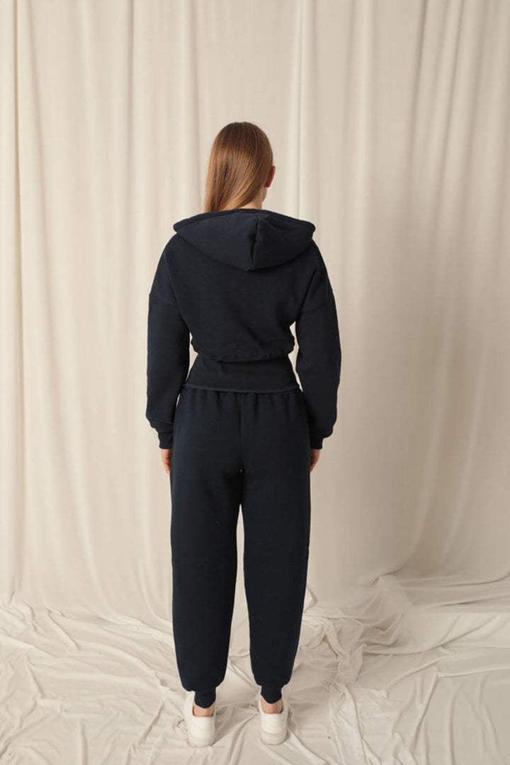 KKT Three Thread Fabric Zippered Women's Navy Blue Suit - Cassino