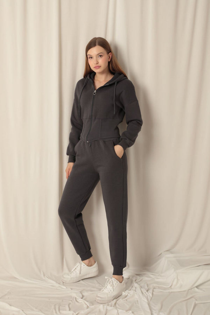 KKT Three Thread Fabric Zippered Women's Anthracite Suit - Tinley Park