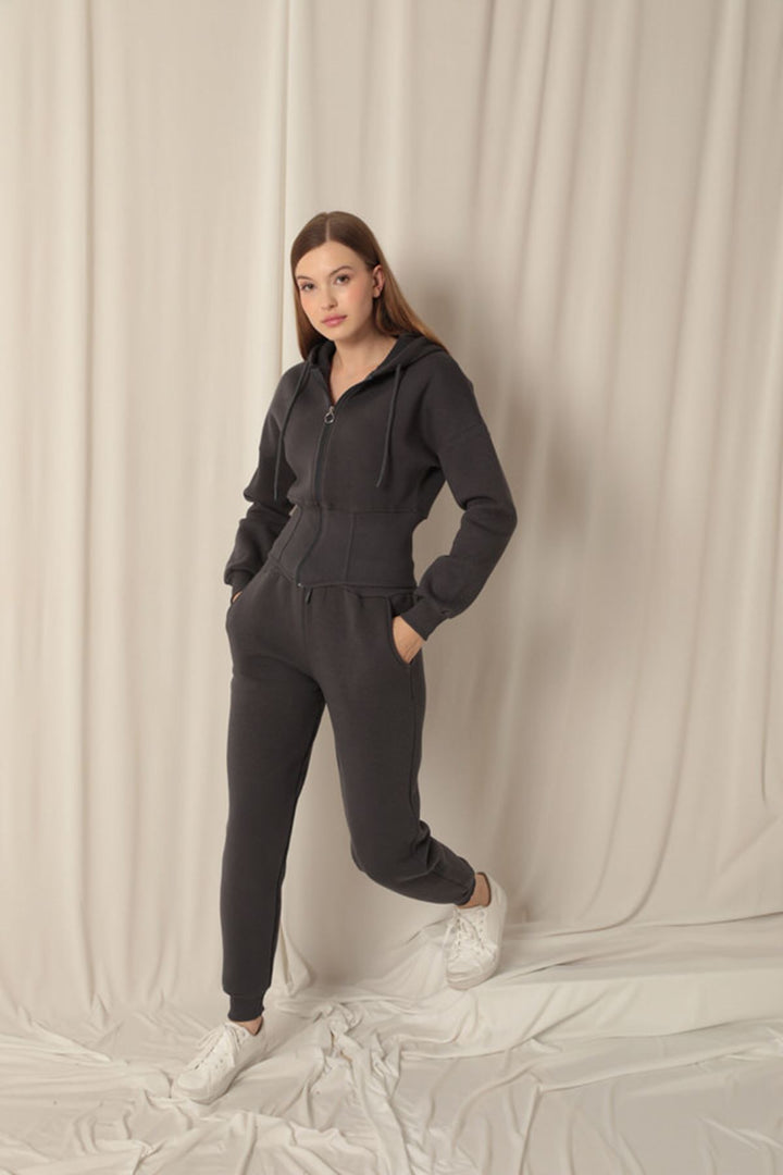KKT Three Thread Fabric Zippered Women's Anthracite Suit - Tinley Park