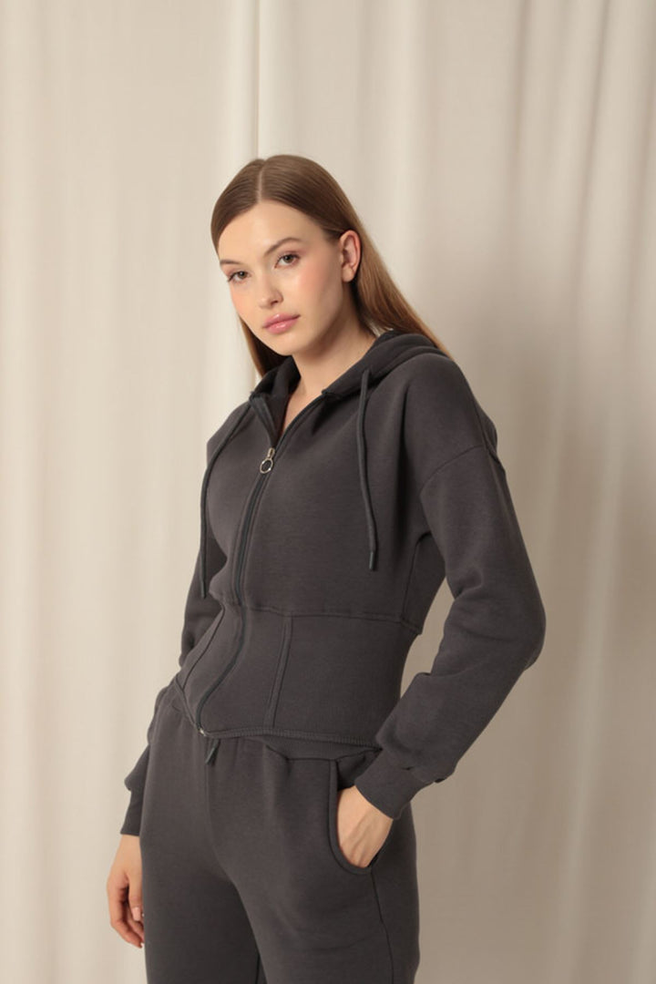 KKT Three Thread Fabric Zippered Women's Anthracite Suit - Tinley Park