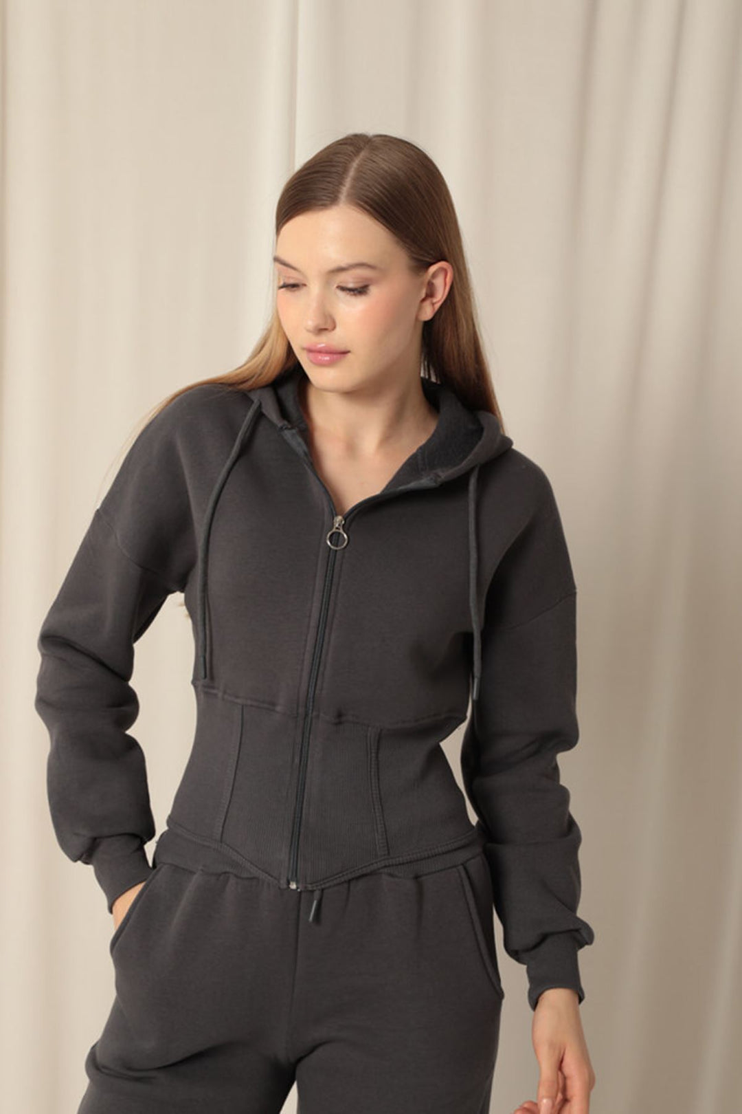 KKT Three Thread Fabric Zippered Women's Anthracite Suit - Tinley Park