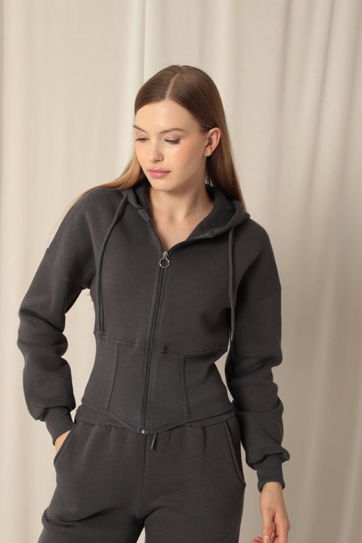 KKT Three Thread Fabric Zippered Women's Anthracite Suit - Tinley Park
