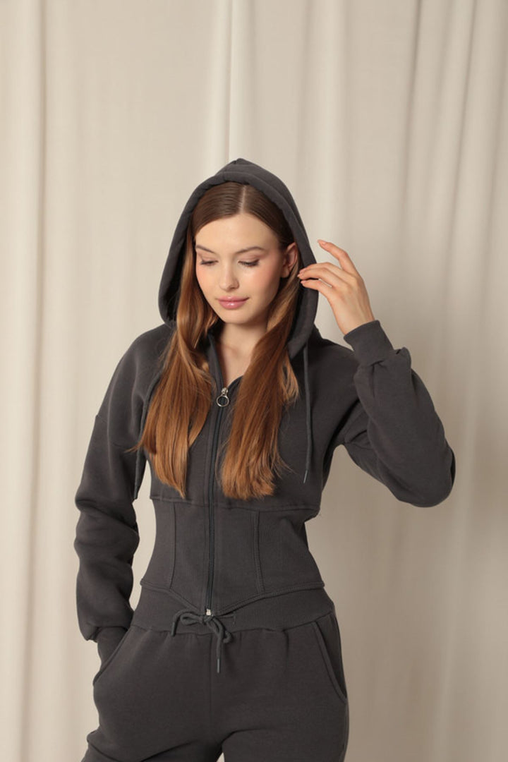 KKT Three Thread Fabric Zippered Women's Anthracite Suit - Tinley Park