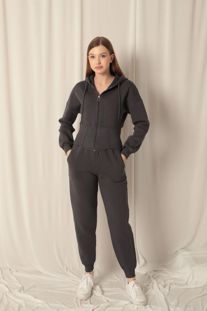 KKT Three Thread Fabric Zippered Women's Anthracite Suit - Tinley Park