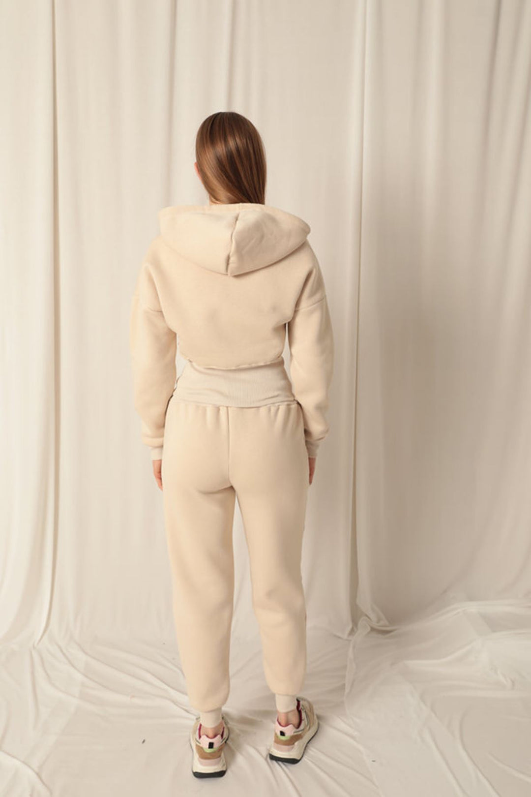 KKT Three Thread Fabric Zippered Women's Beige Suit - Stirling