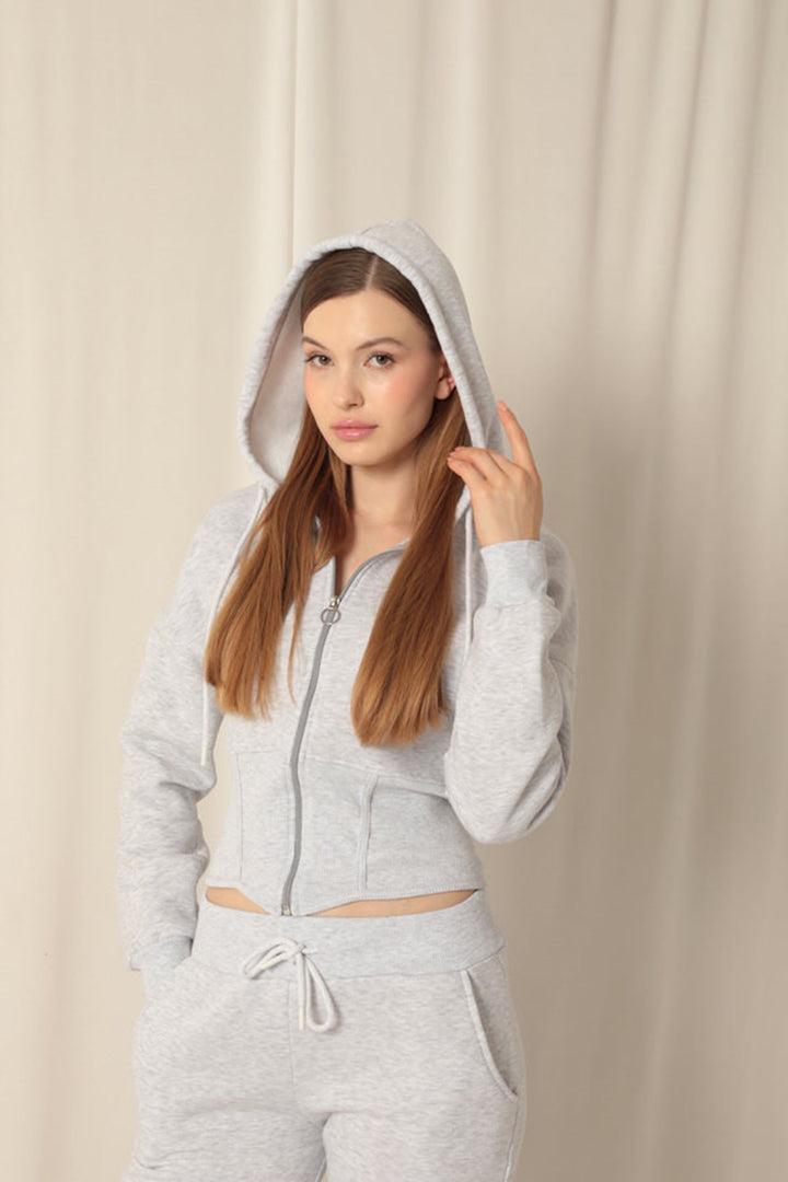 KKT Three Thread Fabric Zippered Women's Beige Suit - Romeoville