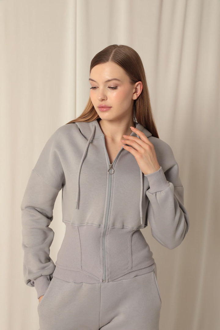 KKT Three Thread Fabric Zippered Women's Dark Gray Suit - Taylor