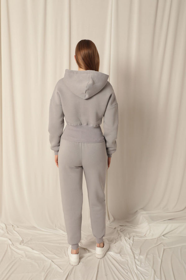 KKT Three Thread Fabric Zippered Women's Dark Gray Suit - Taylor