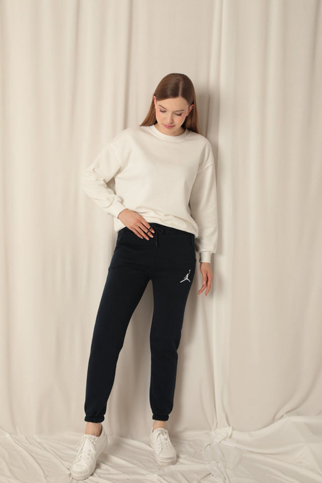 KKT Embroidered Women's Navy Blue Tracksuit with Elastic Waistband - Monterey Park
