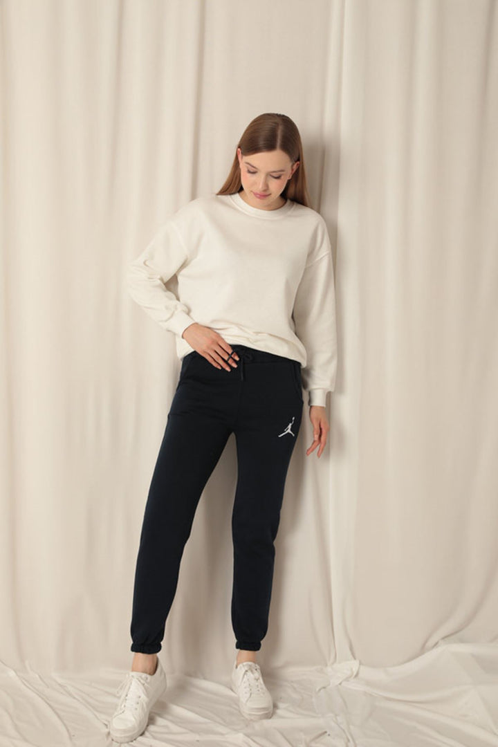 KKT Embroidered Women's Navy Blue Tracksuit with Elastic Waistband - Monterey Park