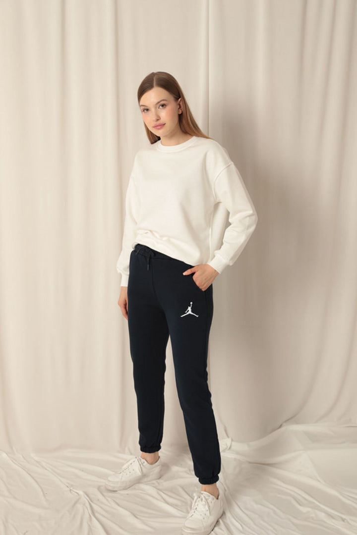 KKT Embroidered Women's Navy Blue Tracksuit with Elastic Waistband - Monterey Park