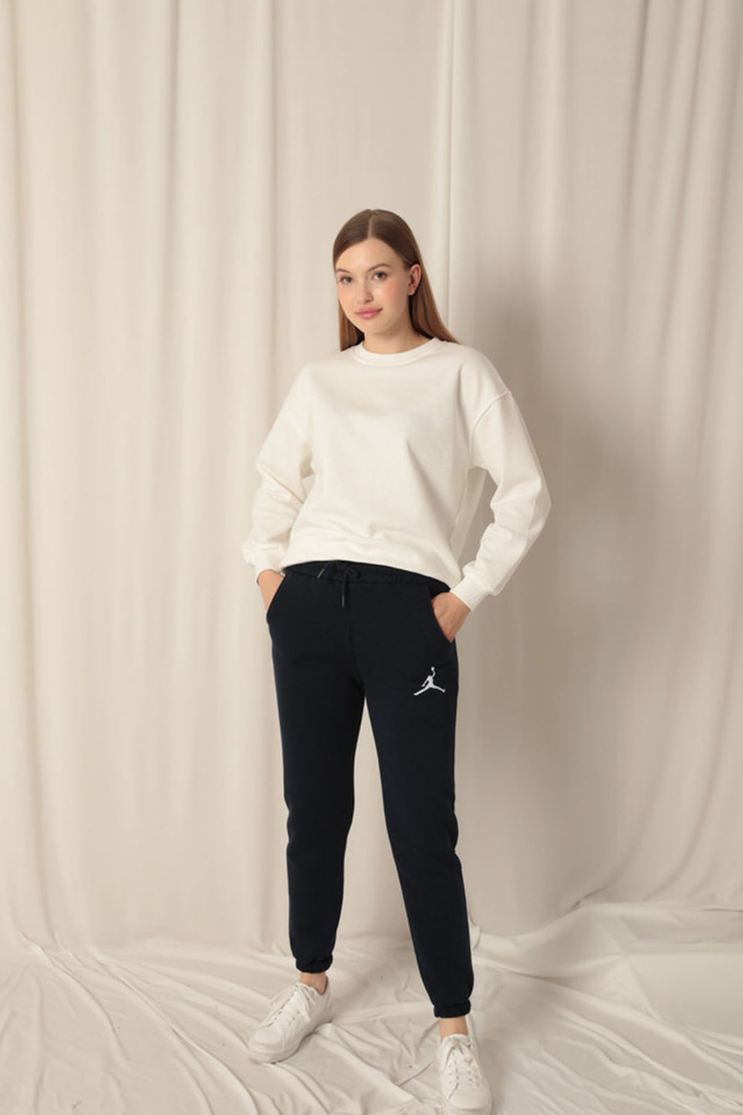 KKT Embroidered Women's Navy Blue Tracksuit with Elastic Waistband - Monterey Park