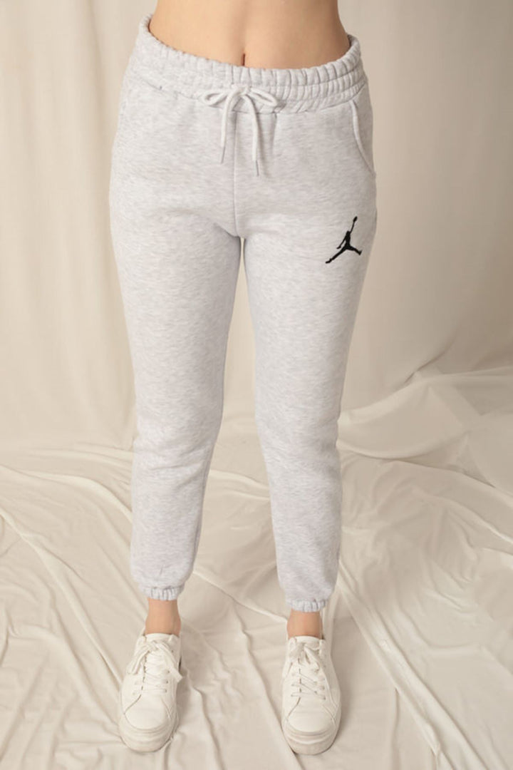 KKT Embroidered Women's Gray Tracksuit with Elastic Waistband - Alkmaar