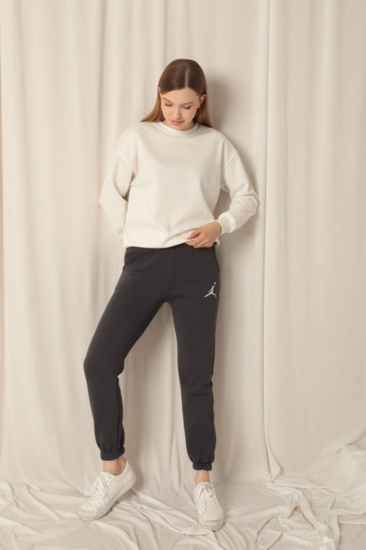 KKT Embroidered Women's Anthracite Tracksuit with Elastic Waistband - Heroica Nogales