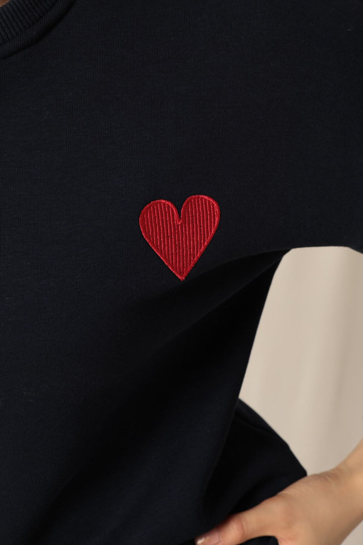 KKT Three Thread Fabric Heart Embroidery Women's Navy Blue Suit - Kalinkavichy
