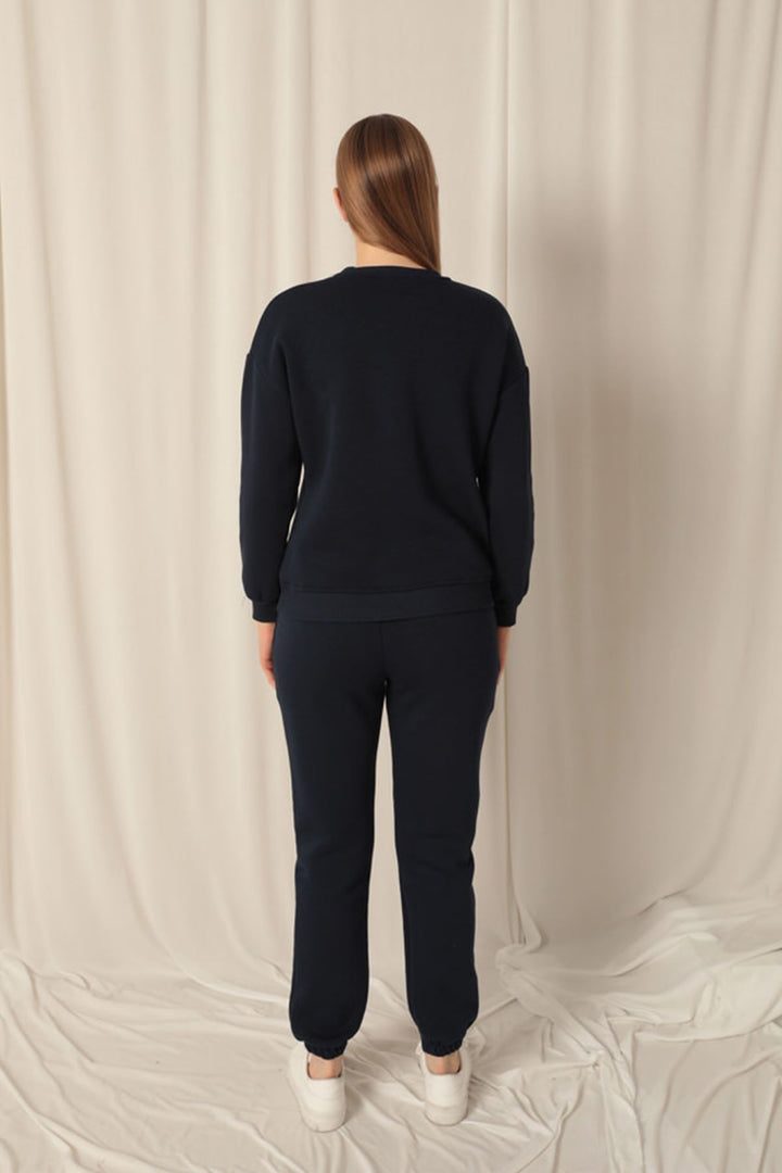 KKT Three Thread Fabric Heart Embroidery Women's Navy Blue Suit - Kalinkavichy