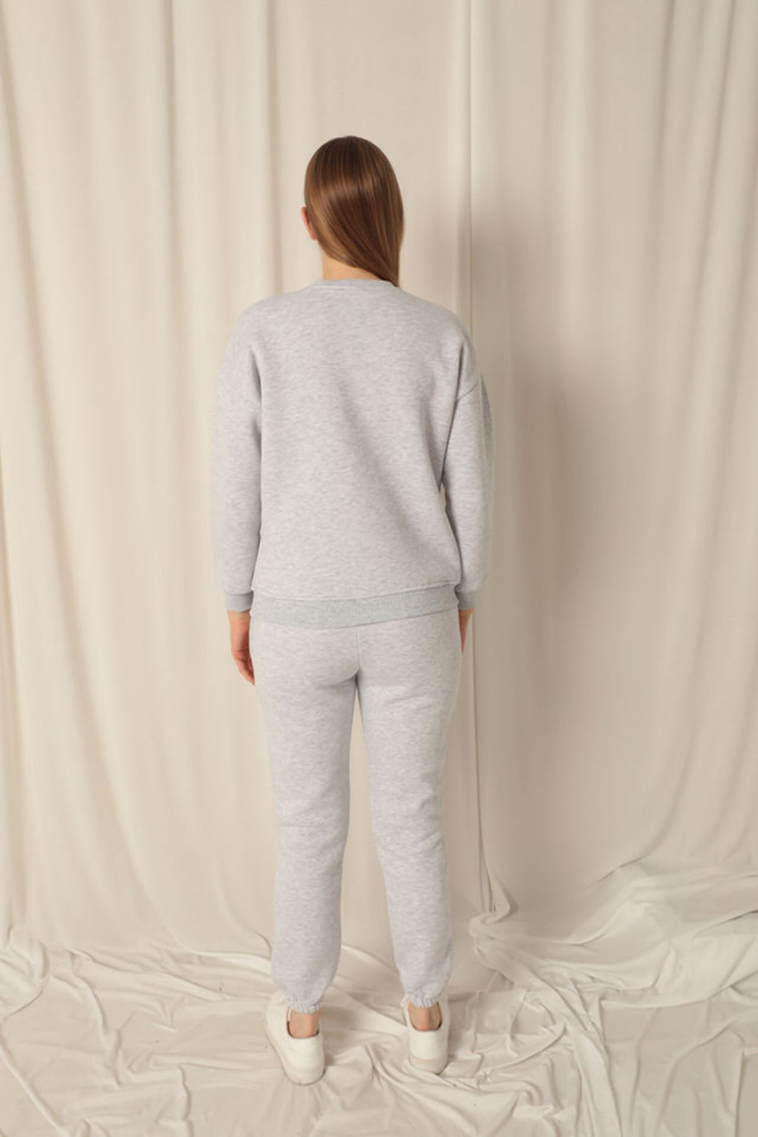 KKT Three Thread Fabric Heart Embroidery Women's Gray Suit - Ródos