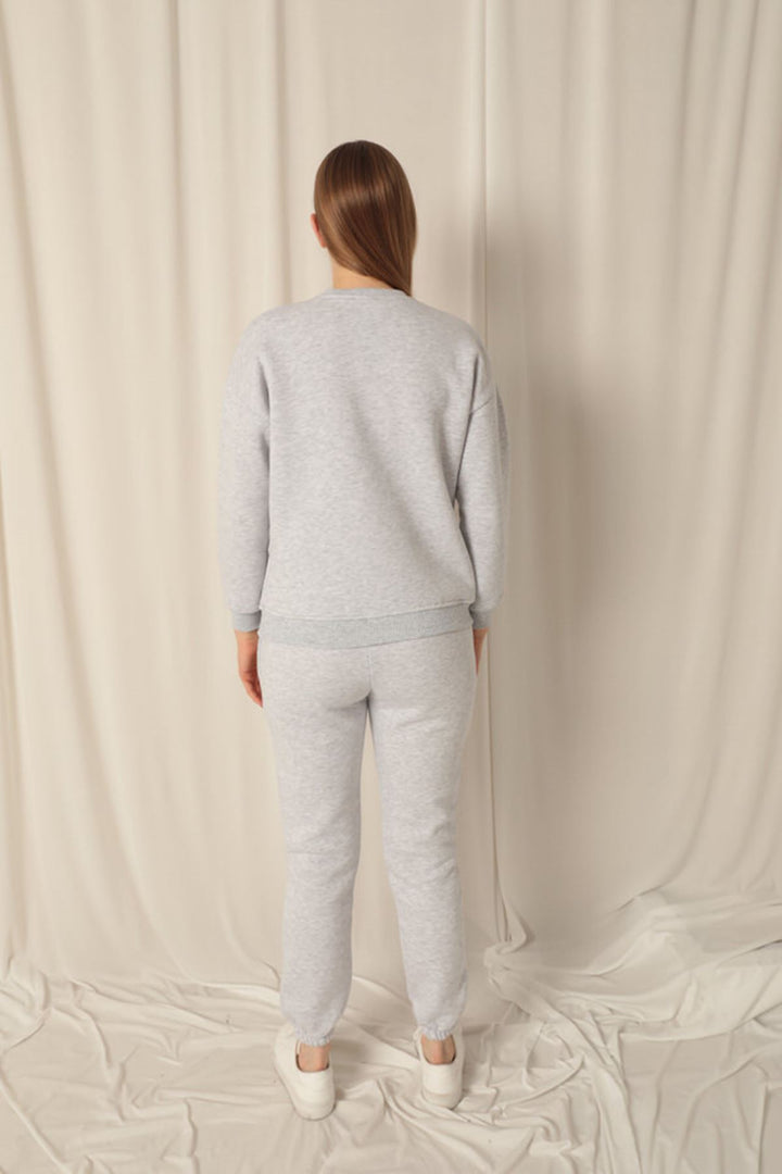 KKT Three Thread Fabric Heart Embroidery Women's Gray Suit - Ródos