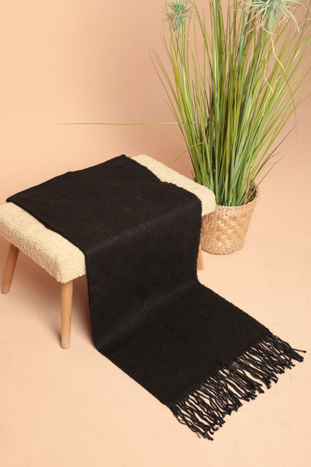 KKT Women's Thick Plain Boucle Anthracite Shawl - Evere