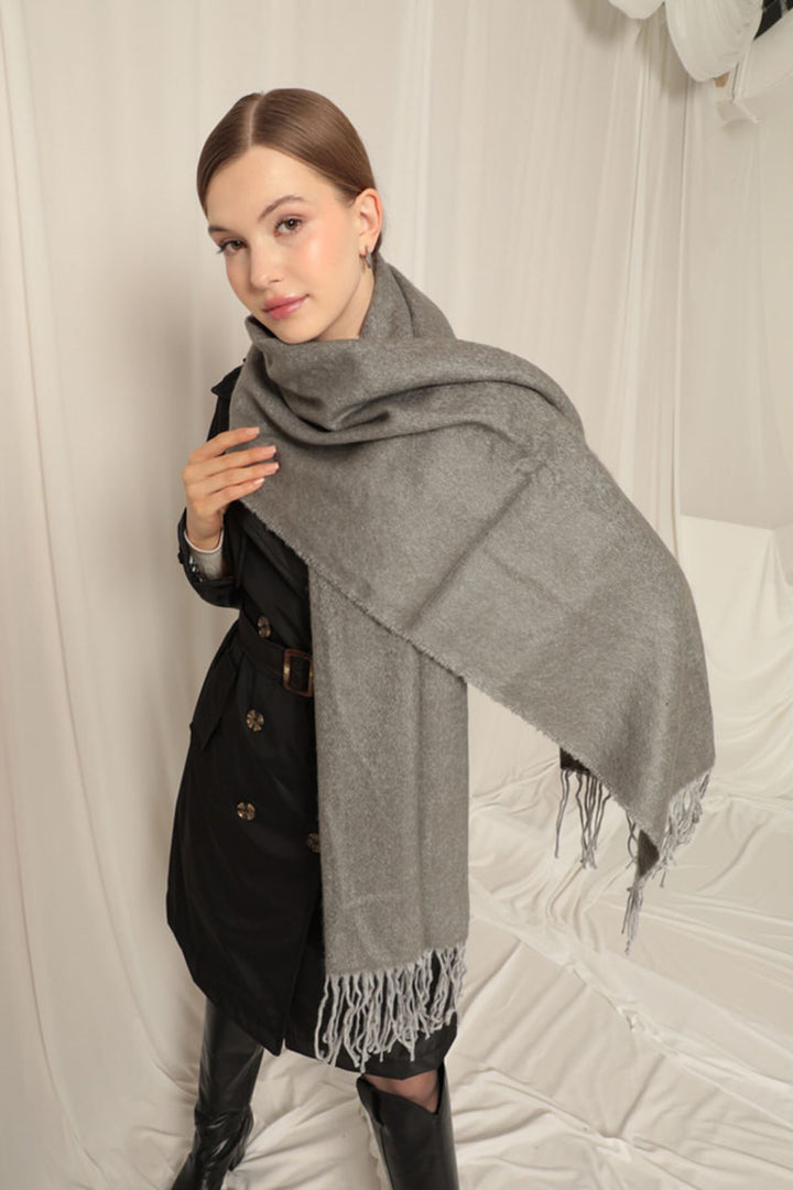 KKT Women's Thick Plain Boucle Dark Gray Shawl - Stockport