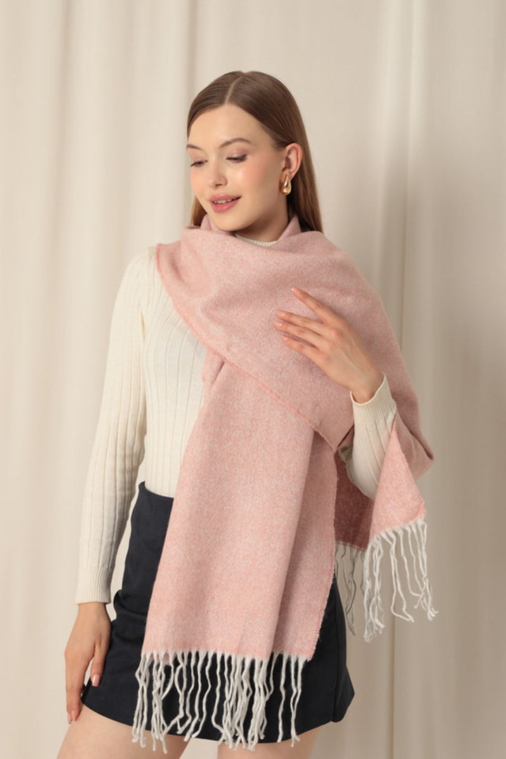 KKT Women's Thick Plain Boucle Pink Shawl - Corvallis