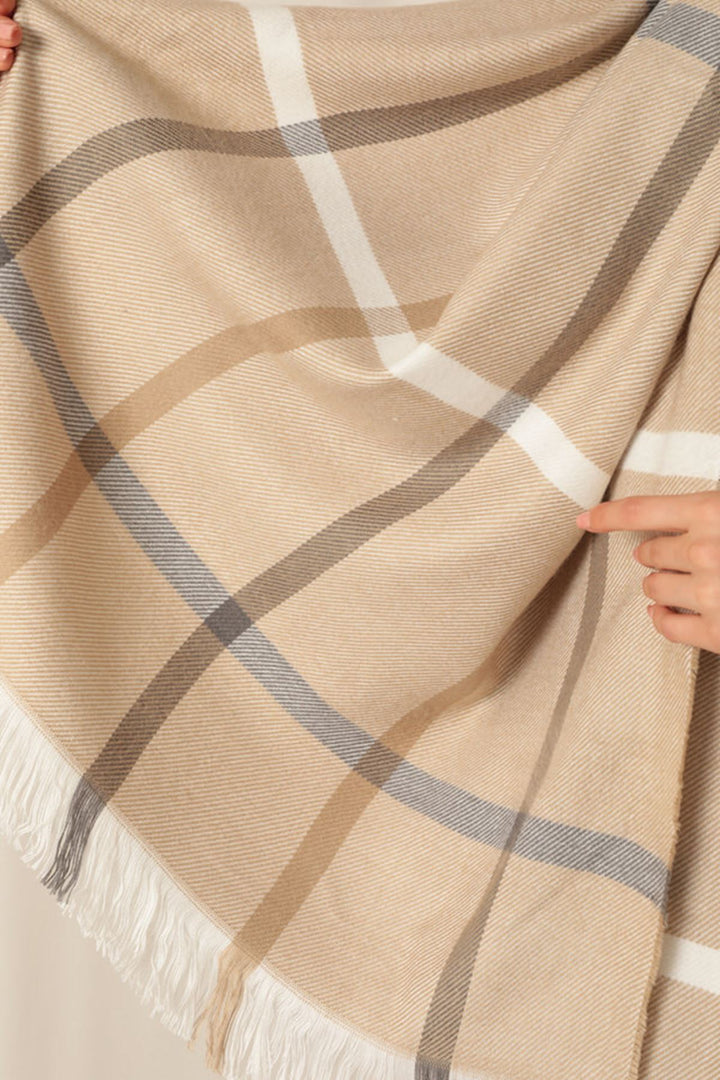 KKT Thick Striped Women's Camel Shawl - Royal Palm Beach