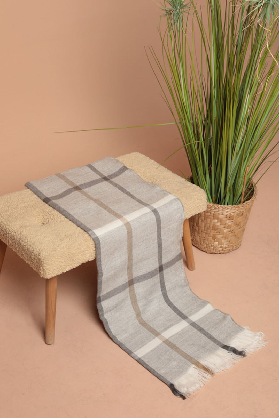 KKT Thick Striped Women's Gray Shawl - Assen
