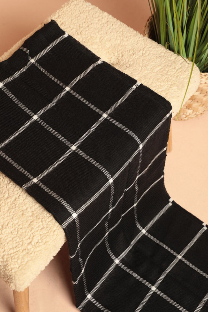 KKT Thick Striped Women's Black/Ecru Shawl - Orange