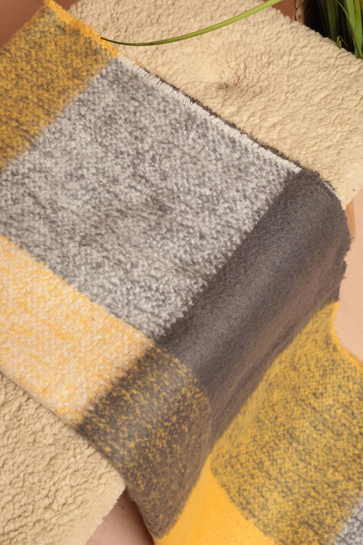 KKT Women's Thick Plaid Boucle Yellow Shawl - Ashford