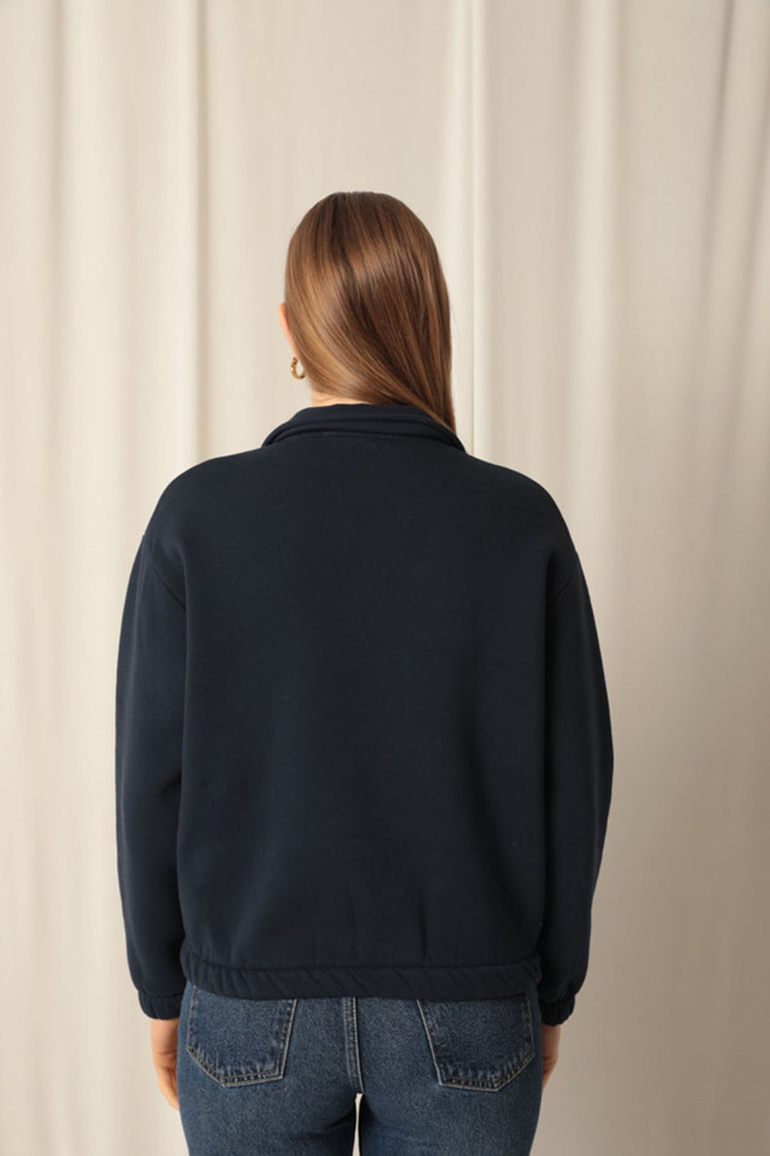 KKT Three Thread Fabric Hello Printed Women's Navy Blue Sweat - Mulhouse