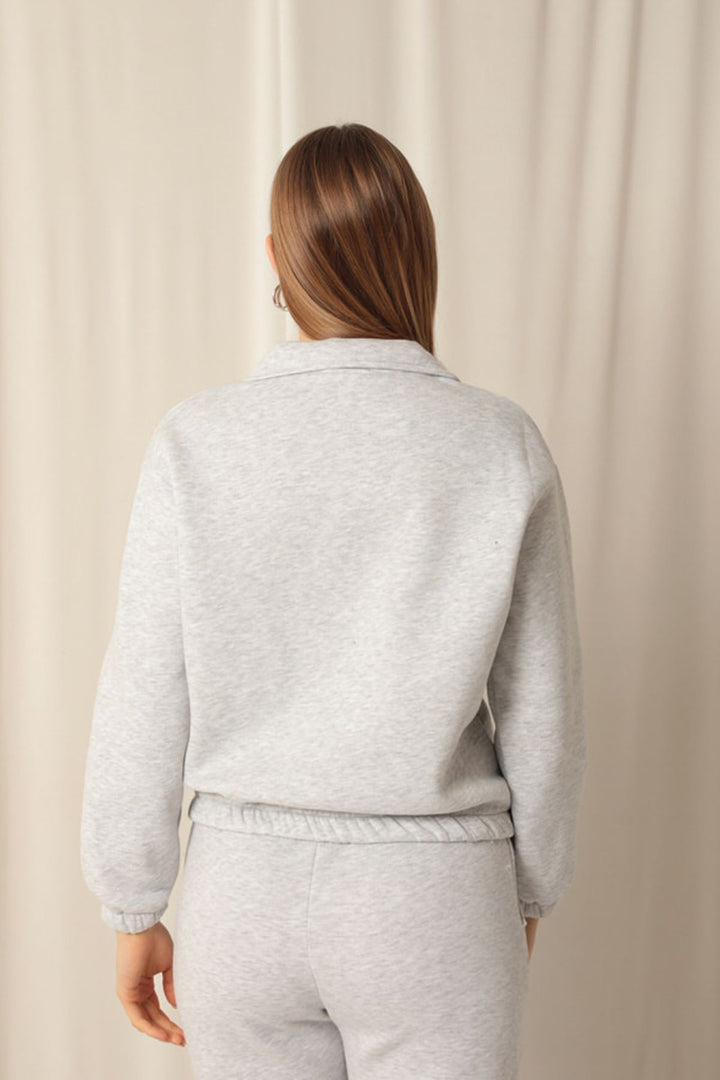 KKT Three Thread Fabric Hello Printed Women's Gray Sweat - Braintree