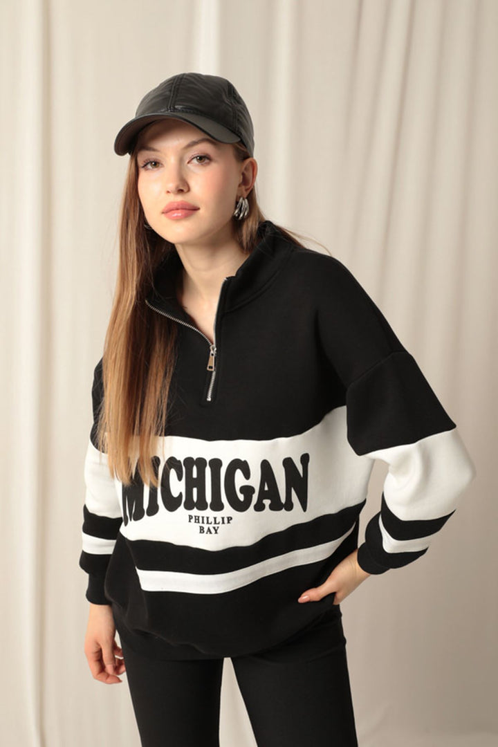 KKT Zippered Women's Black Sweater - Old Bridge
