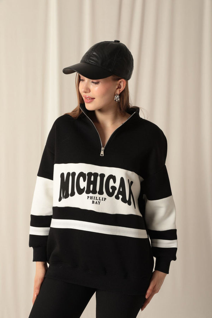 KKT Zippered Women's Black Sweater - Old Bridge