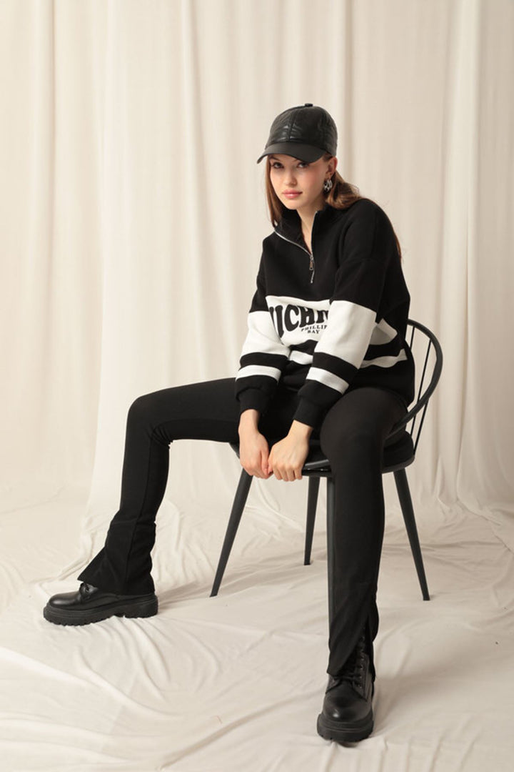 KKT Zippered Women's Black Sweater - Old Bridge
