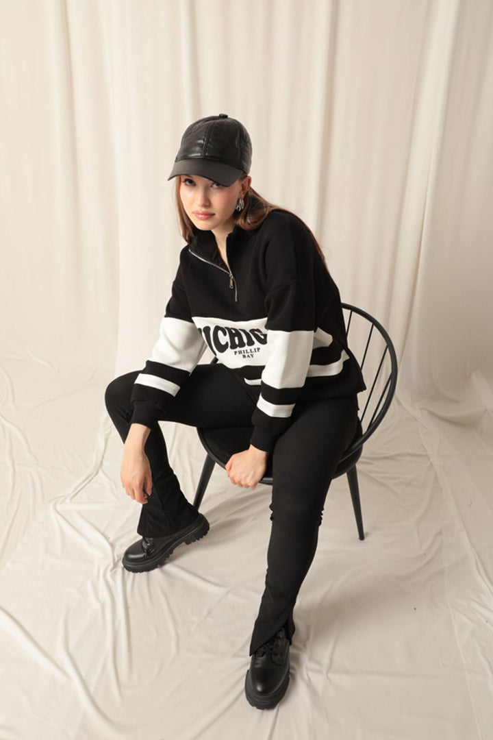 KKT Zippered Women's Black Sweater - Old Bridge