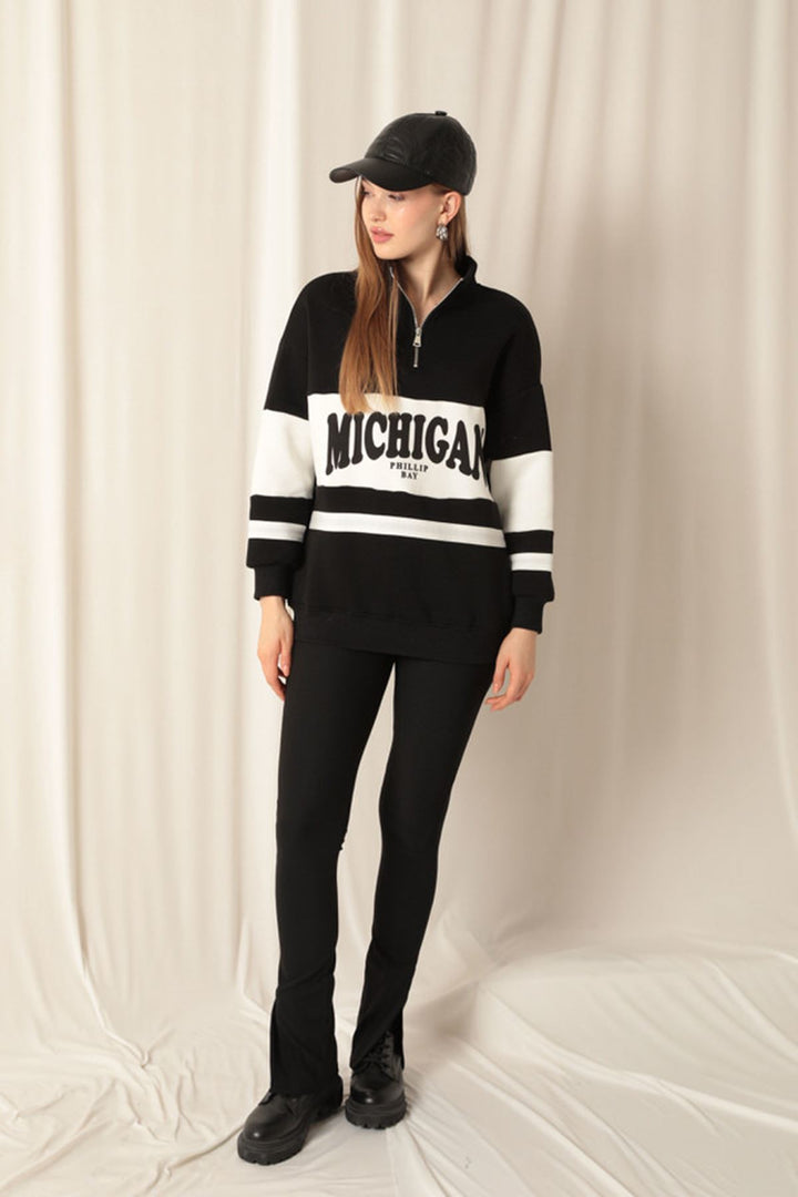 KKT Zippered Women's Black Sweater - Old Bridge