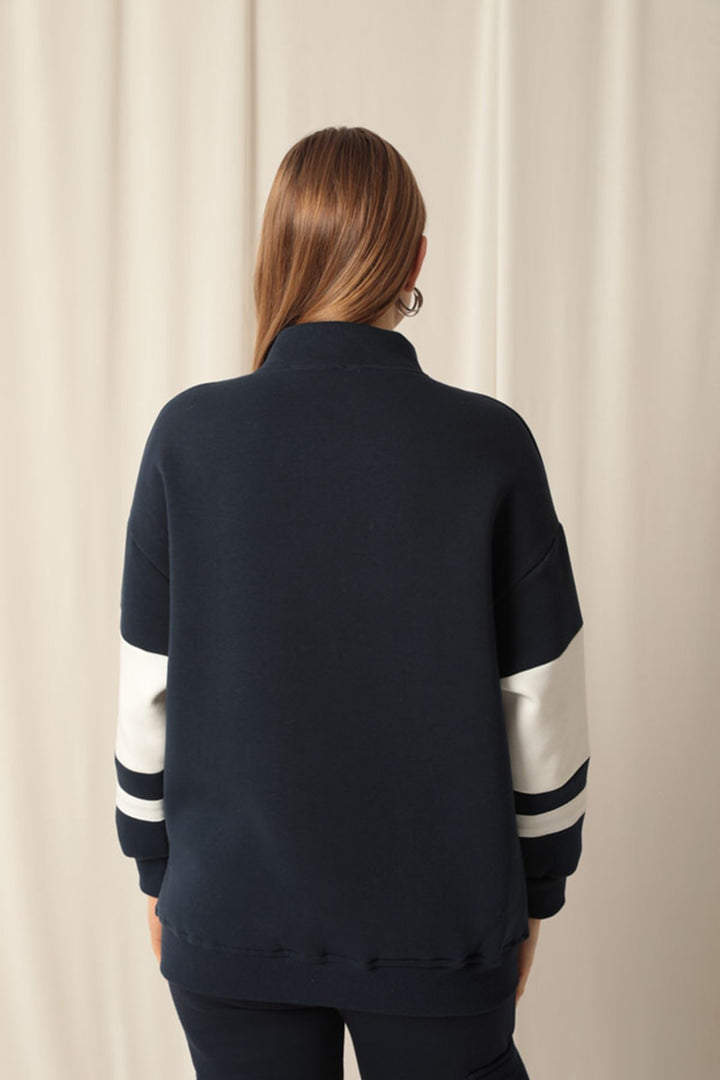 KKT Zippered Women's Navy Blue Sweater - Plantation