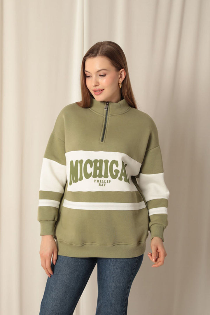 KKT Zippered Women's Khaki Sweater - Chicago