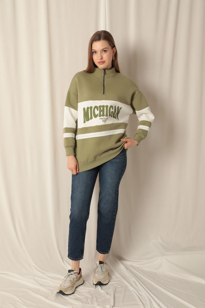 KKT Zippered Women's Khaki Sweater - Chicago