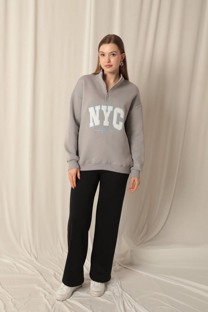 KKT Nyc Embroidered Women's Dark Gray Sweater - Wausau